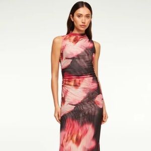 MISA Los Angeles Athena Floral Mesh Maxi Dress Size S